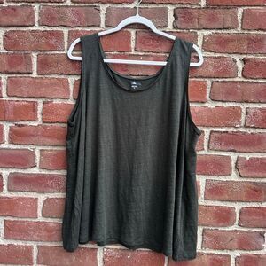 Eileen Fisher Womens Organic Linen Jersey Tank Olive green 2X NEW